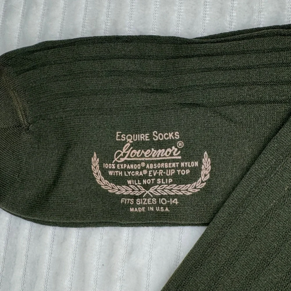 Vintage Deadstock Men's Dress‎ Socks Lot 4 Pairs Green Beige Blue Tan BanLon USA